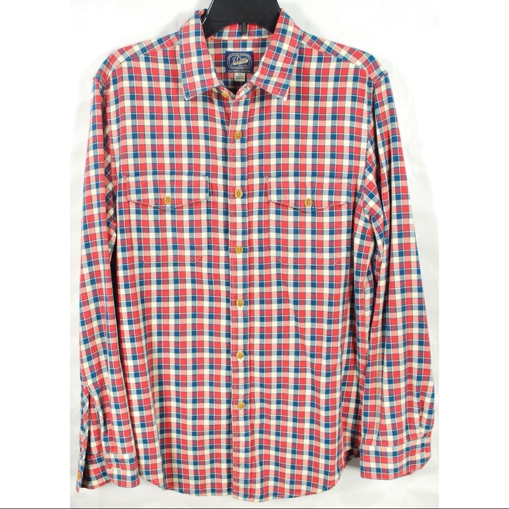 J. Crew Red White And Blue Plaid Flannel Shirt